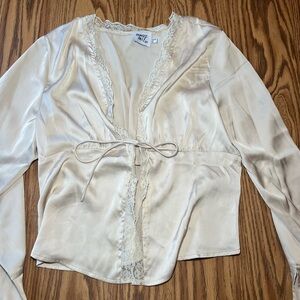 Princess Polly tan satin tie top